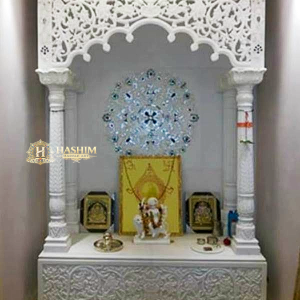 White Marble Hand Carved Pooja Ghar Mandir || Hand Carved Home Temple